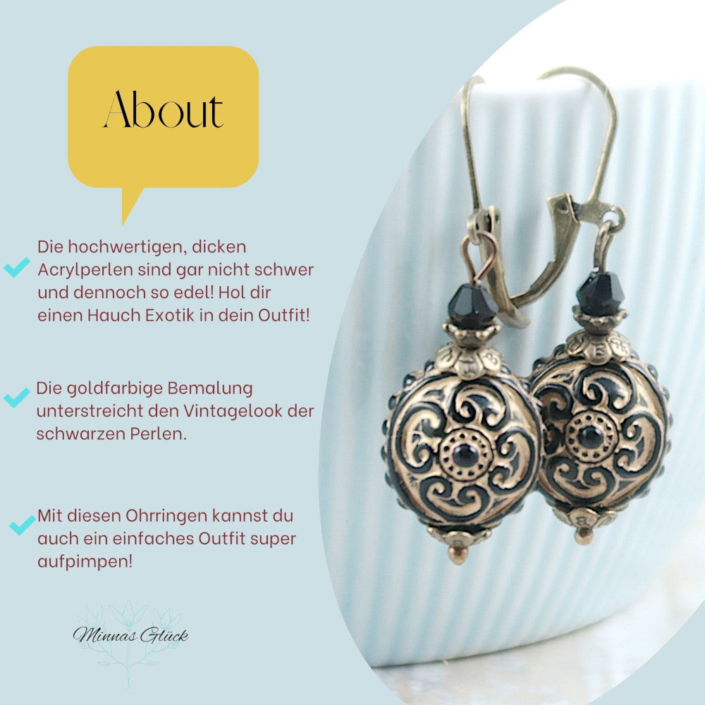 exotische Ohrringe, schwarz-gold