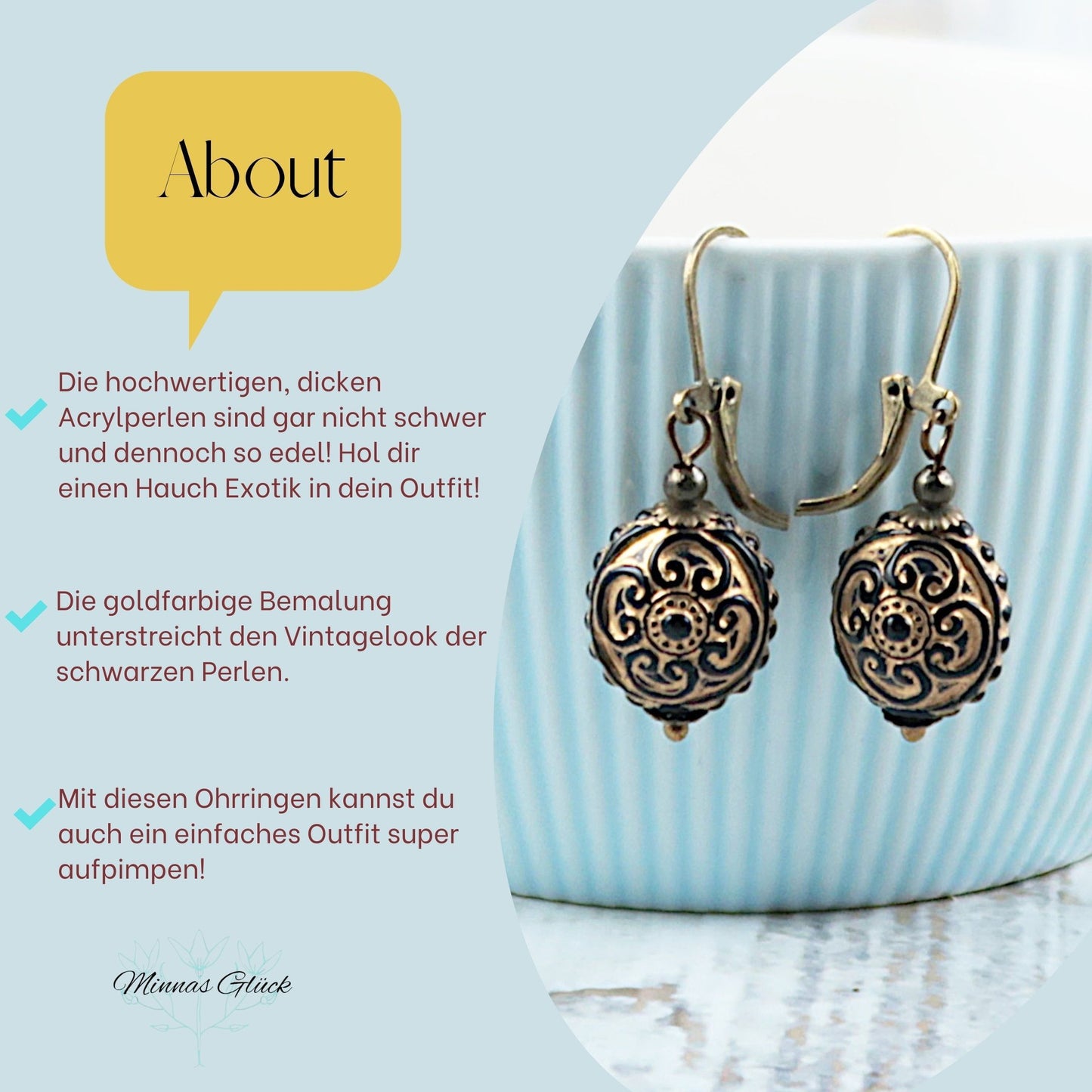 vintage Ohrringe gold-schwarz