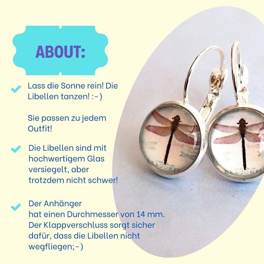 libellen ohrhänger mit cabochon